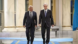 EU Council President Antonio Costa and Kazakh President Kassym-Jomart Tokayev at the latter's presidential residence.