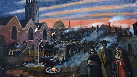 Kara Veba salgınını resmeden bir gravür