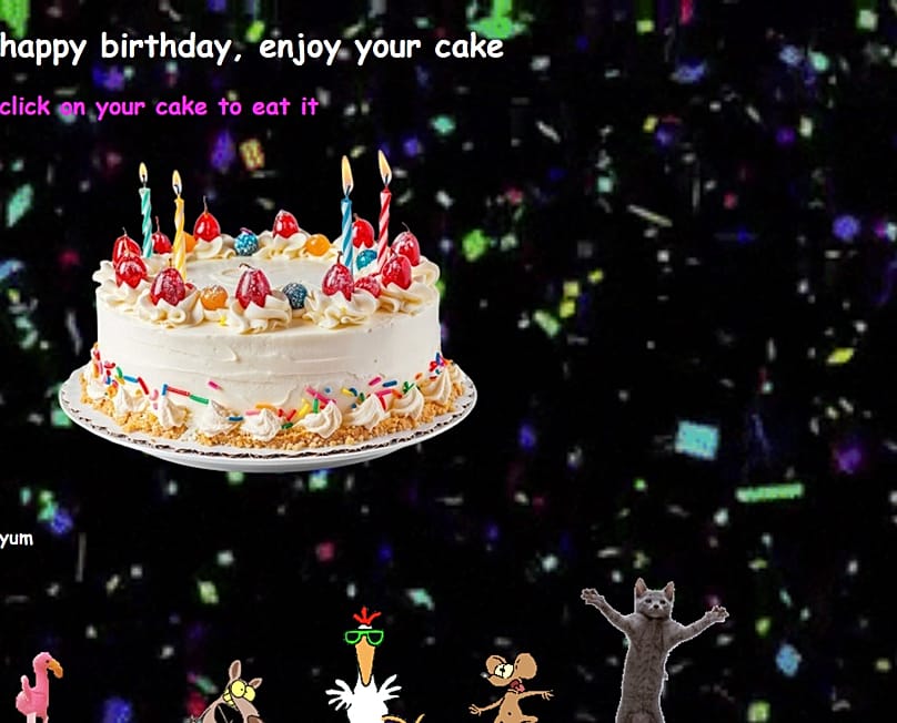 Neocities platformunda kullanıcıların doğumgününü kutlayan hareketli bir site.