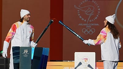Allumage de la flamme olympique au Stadio dei Marmi