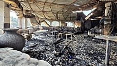 The charred interiors of a nightclub, which caught fire early Sunday, are seen in Arpora, Goa, India, Sunday, Dec. 7, 2025