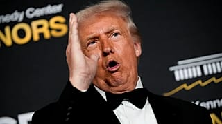 President Donald Trump speaks on the red carpet before the 48th Kennedy Center Honors, Sunday, Dec. 7, 2025.