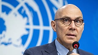El Alto Comisionado de la ONU para los Derechos Humanos, Volker Türk, habla durante una rueda de prensa en Ginebra, 12 de febrero de 2025.