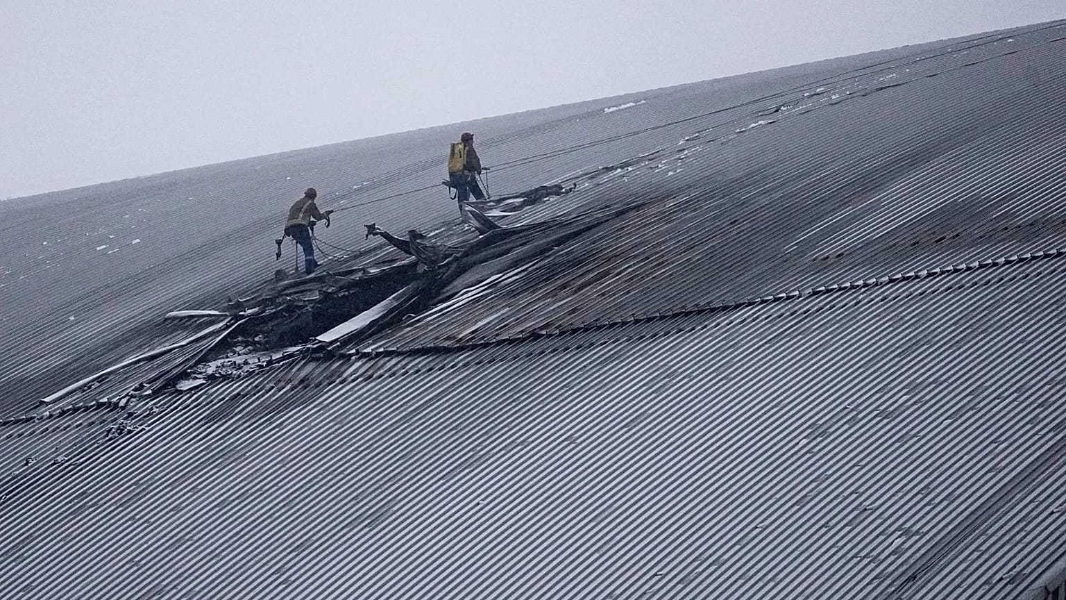 A view of the containment building that protects the remains of reactor number four at the former Chernobyl nuclear power plant, 14 February, 2025