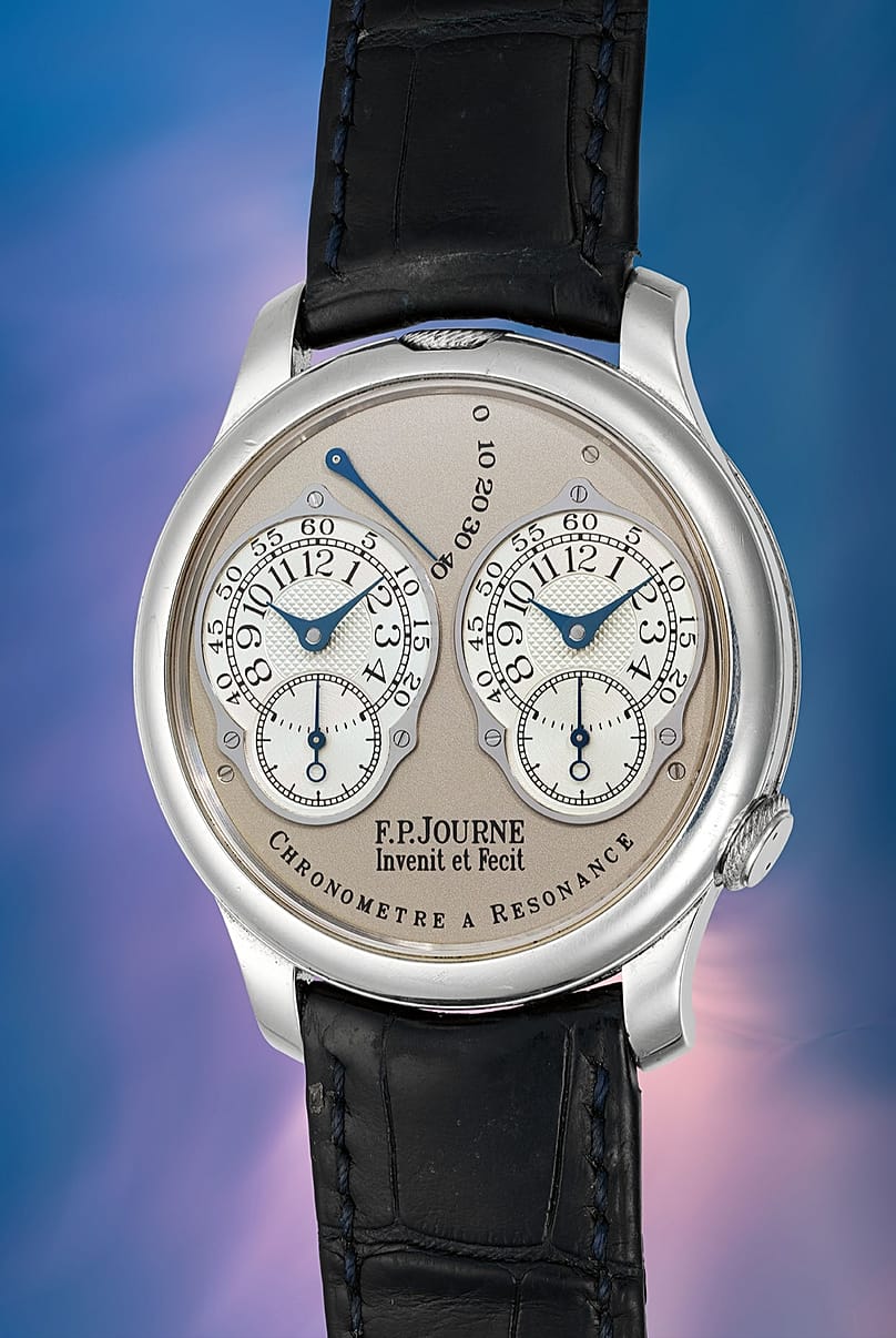 Chronomètre à Résonance RN F.P. Journe, vers 2009, 40 mm en platine, offert à Francis Ford Coppola par son épouse, Eleanor.