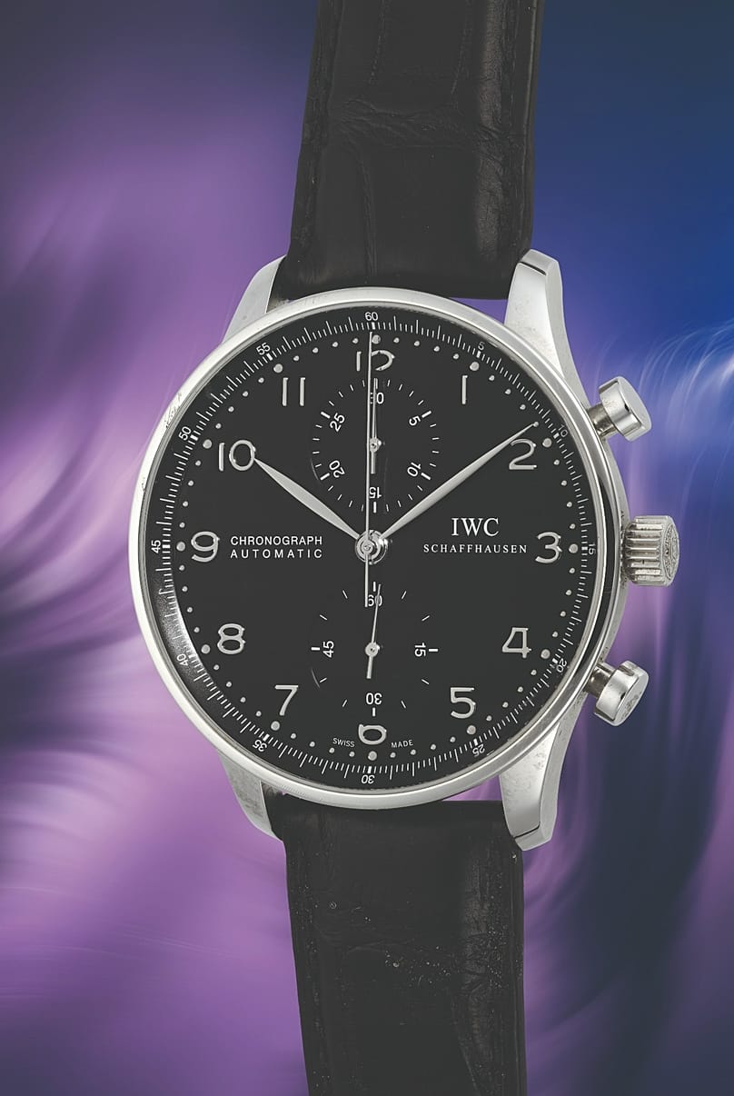 IWC Schaffhausen Portugieser Chronograph, vers 2014, réf. IW3714, en acier avec cadran noir.