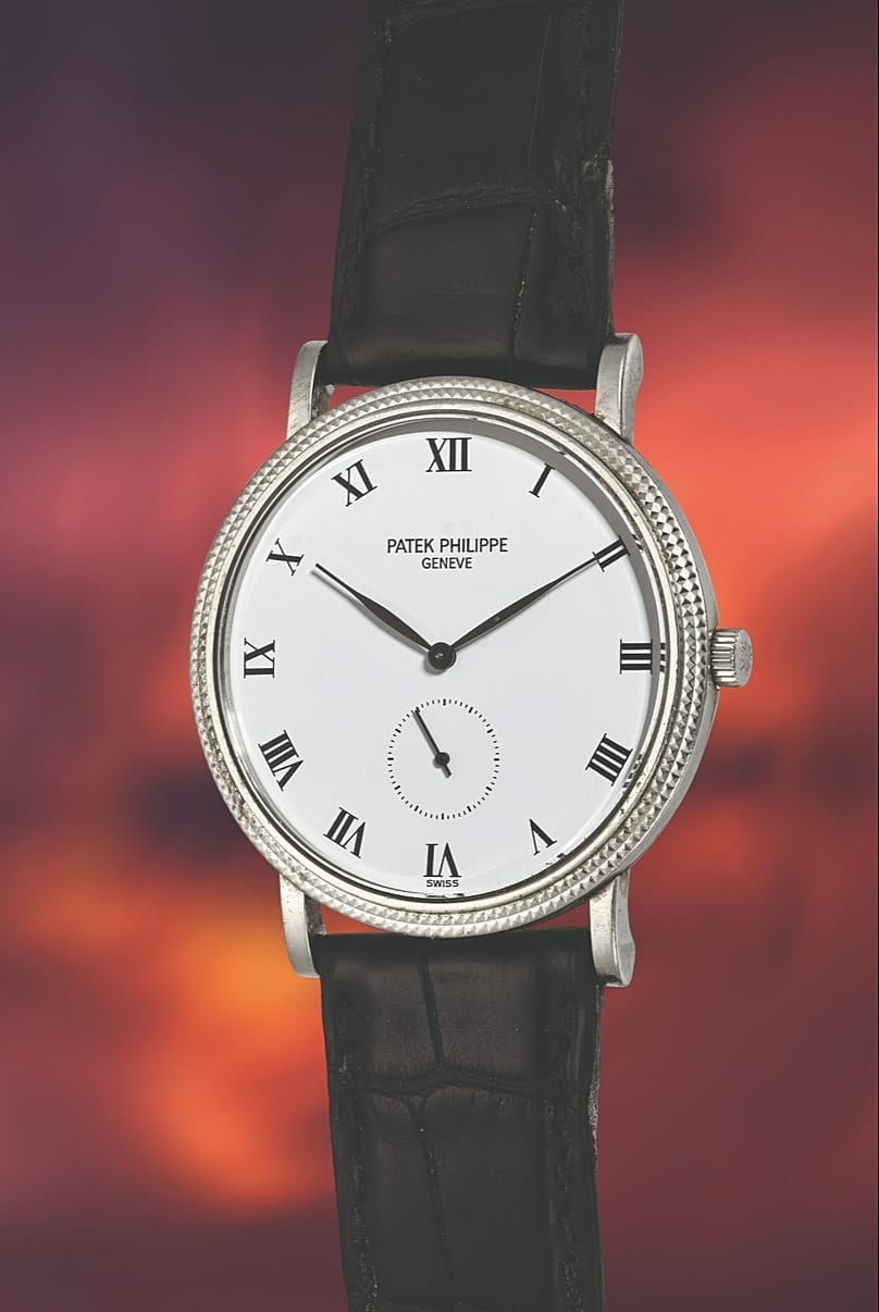 Patek Philippe Calatrava, vers 1990, réf. 3919, en or blanc 18 k avec lunette « Clous de Paris ».