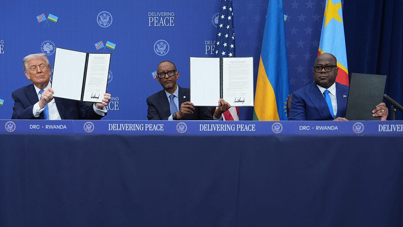 Washington Barış Enstitüsü'nde Ruanda ve Kongo Demokratik Cumhuriyeti liderleri, ABD Başkanı Donald Trump'ın girişimiyle barış anlaşması imzalamıştı, 4 Aralık 2025