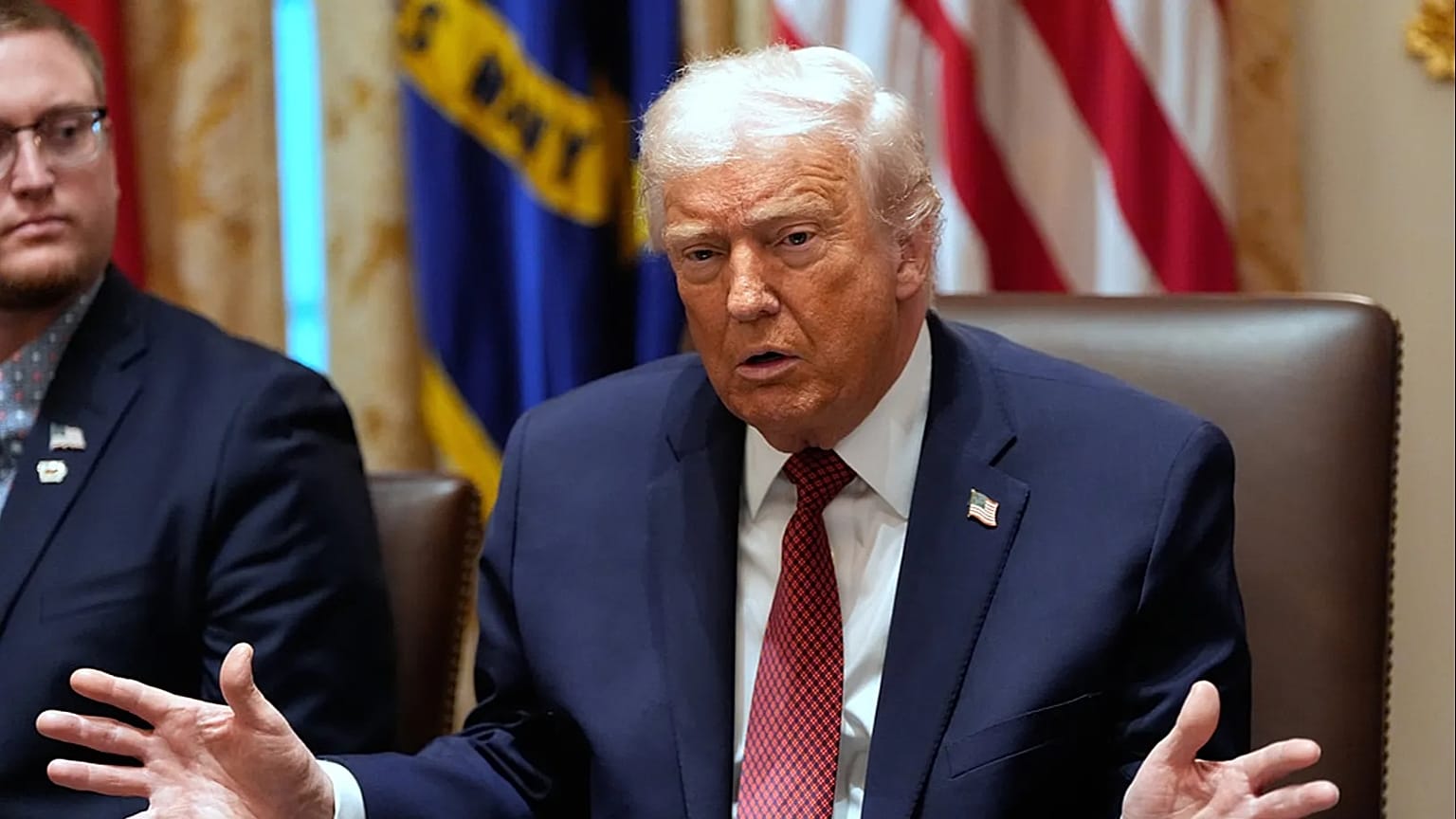 President Donald Trump speaks during a roundtable on farm subsidies in the Cabinet Room of the White House, Monday, Dec. 8, 2025, in Washington. (AP Photo/Alex Brandon)