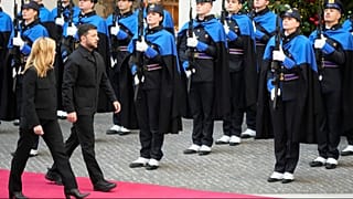 Volodymyr Zelensky reçu par Giorgia Meloni à Rome, Italie, le 9 décembre 2025.