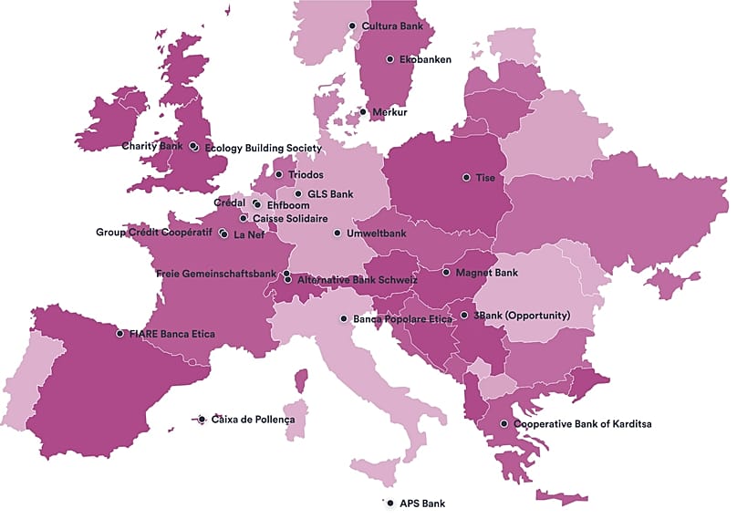Ο χάρτης των ηθικών τραπεζών που λειτουργούν στην Ευρώπη