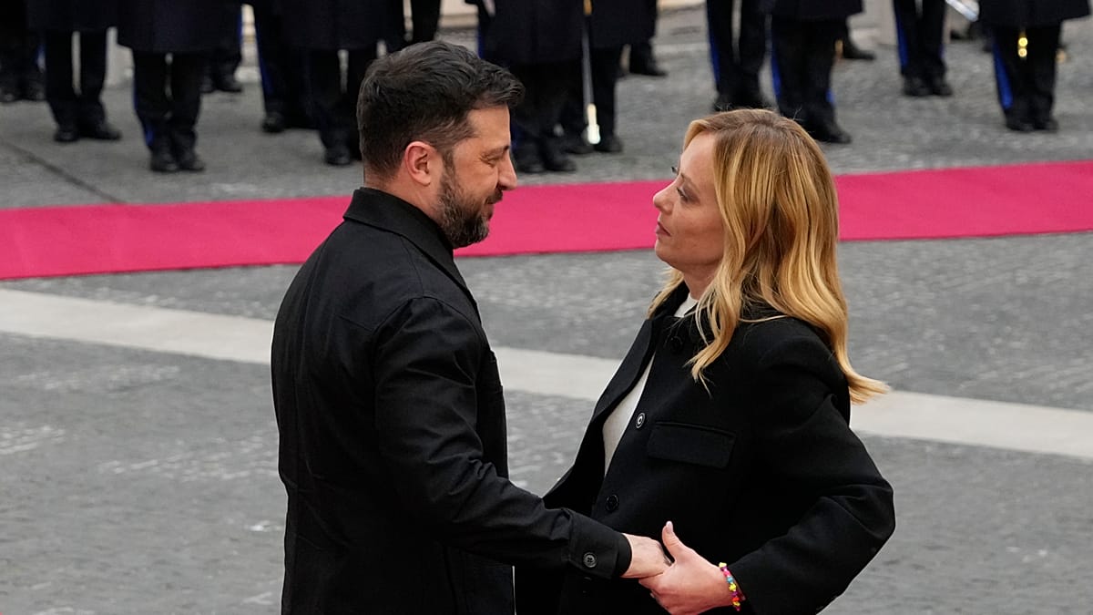 Video. Zelenskyy ontmoet paus Leo XIV en premier Meloni in Italië
