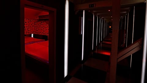 FILE: View of a room inside the closed Showpark brothel in Prague, Czech Republic, March 30, 2020.