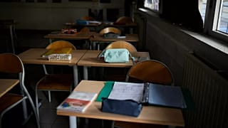 An empty classroom at a school in Marseille, 16 October, 2023