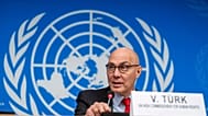  فولكر تورك، المفوض السامي للأمم المتحدة لحقوق الإنسان، خلال مؤتمر صحفي في نهاية العام، في المقر الأوروبي للأمم المتحدة، في جنيف، سويسرا، يوم الأربعاء 10 ديسمبر/كانون الأول 20