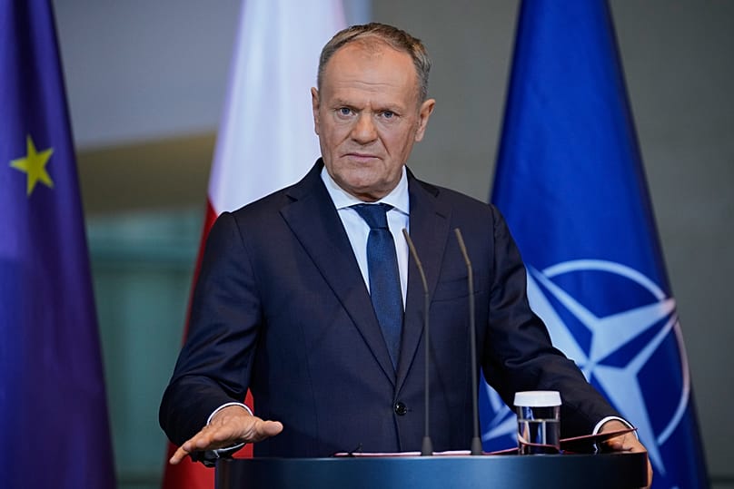 Poland's Prime Minister Donald Tusk attends a press conference in Berlin, 1 December, 2025