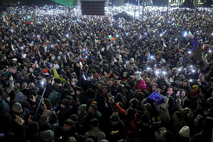 Tens of thousands of Bulgarians filled Sofia's central square demanding the government's resignation, 10 December, 2025