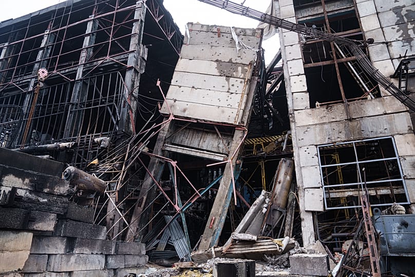 A production hall damaged after a recent Russian missile attack at DTEK's power plant in Ukraine, 10 December, 2025