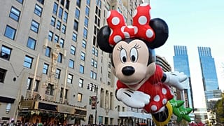 FILE - Disney's Minnie Mouse balloon floats down Central Park South during the Macy's Thanksgiving Day Parade, 27 November 2025, in New York. 