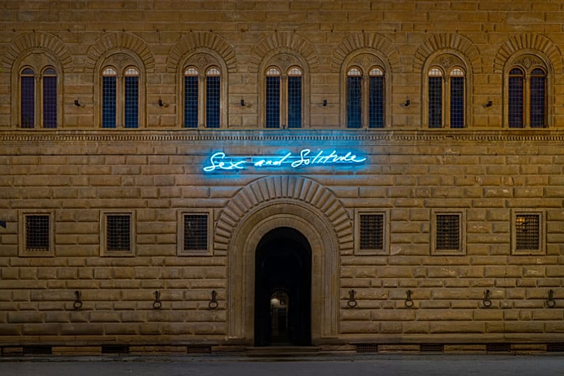 Tracey Emin Sex and Solitude, 2025 neon, 106 × 804 cm Courtesy of the Artist and White Cube 