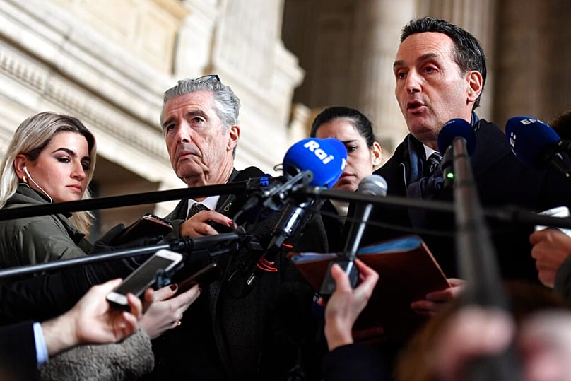 FILE: Lawyer for senior lawmaker Eva Kaili, Andre Risopolous speaks with the media after a hearing at the Justice Palace in Brussels, 19 January 2023