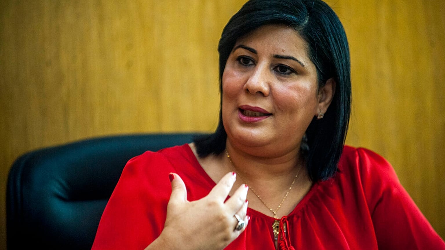 رئيسة الحزب الدستوري الحر عبير موسي (تصوير: أسوشيتد برس/حسّان الدريدي)