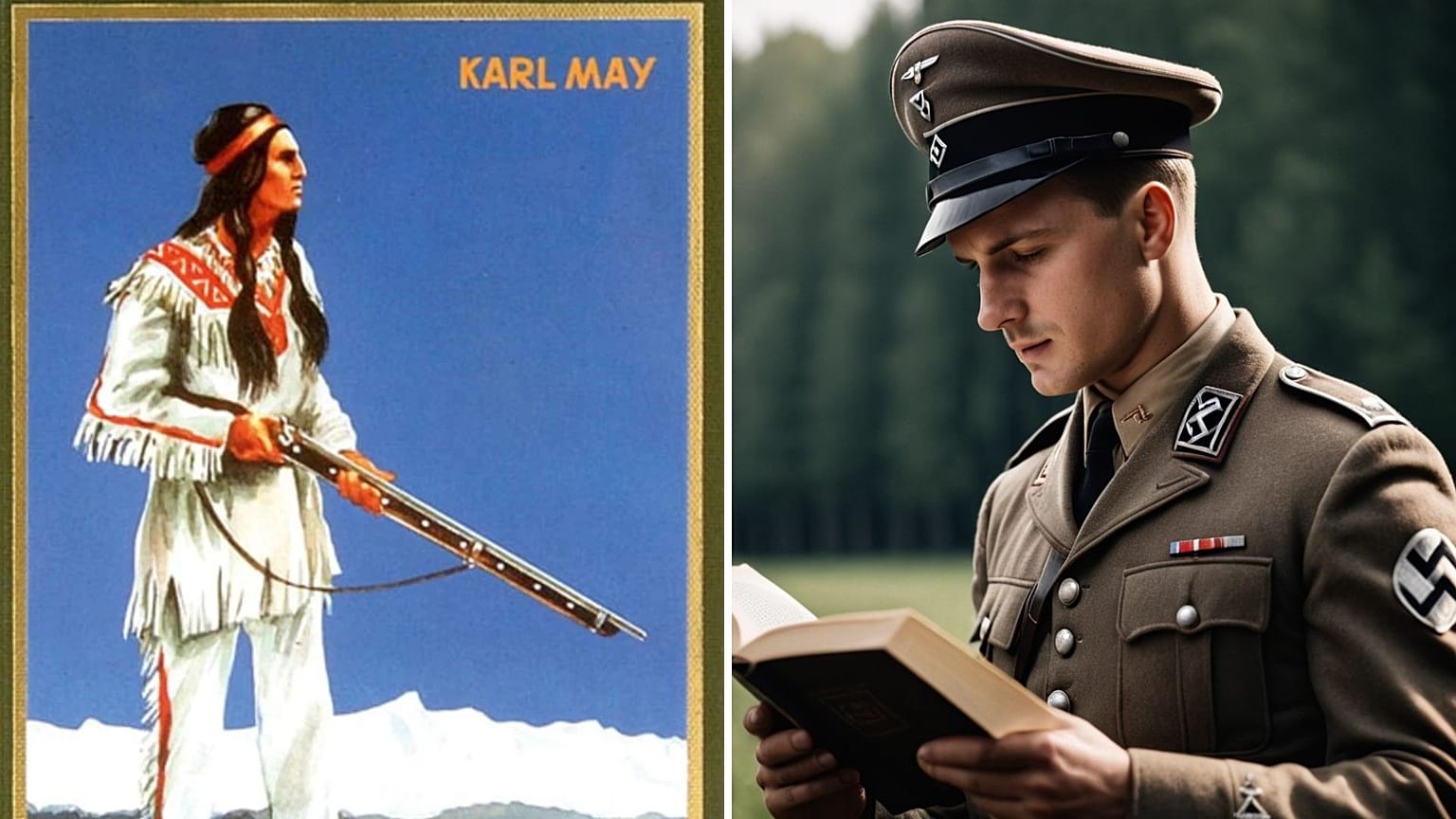 Német tiszt egy frontra juttatott könyvvel