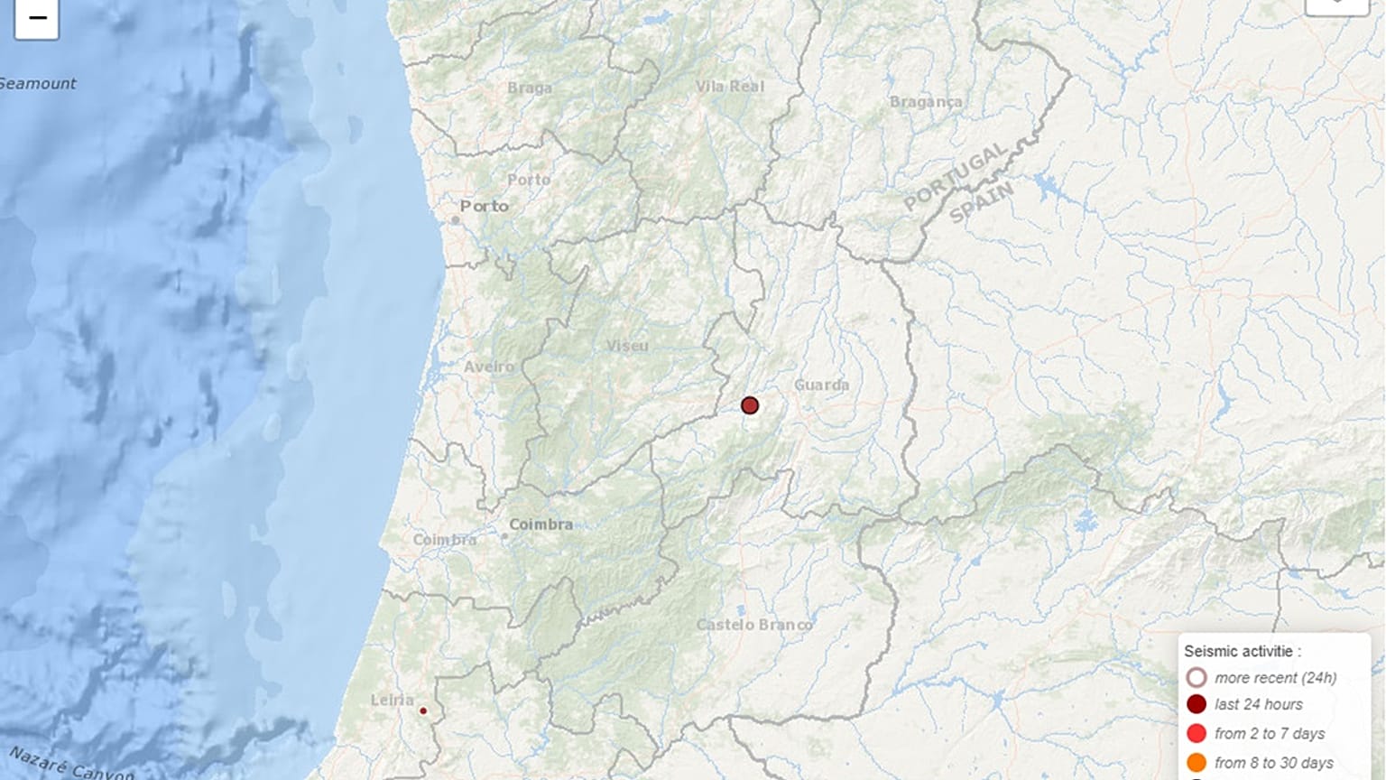  As informações são preliminares e estão sujeitas a atualizações. Atividade sísmica registada na Rede Portuguesa.