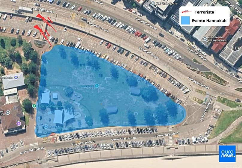 Zona donde se ha producido el tiroteo en Bondi Beach, 14 de diciembre de 2025