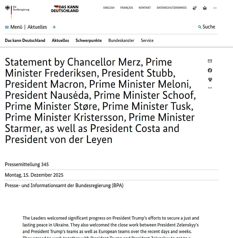 Οι υπογράφοντες την δήλωση των Ευρωπαιων ηγετών