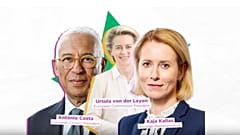 European Council President Antonio Costa, European Commission President Ursula von der Leyen and EU foreign policy chief Kaja Kallas