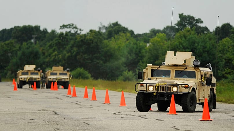 مركبة هامفي، في محمية ستونز رانش العسكرية في إيست لايم، كونيتيكت، يوم الاثنين 26 أغسطس/آب 2013.