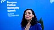 FILE: Kosovo's President Vjosa Osmani arrives for the European Political Community (EPC) Summit at the Puskas Arena in Budapest, 7 November 2024