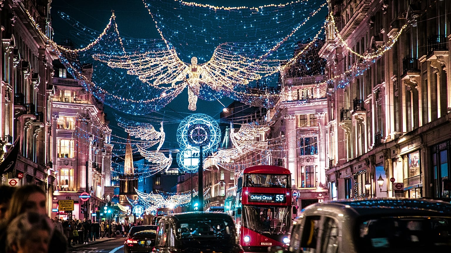 Regent Street, Londres, à Noël.