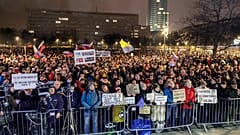 Участники протеста словацкой оппозиции
