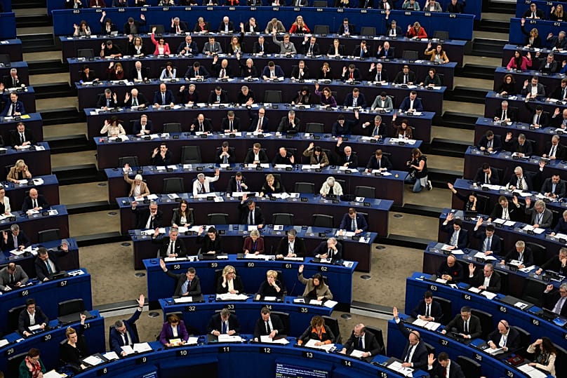MEPs vote during a session at the European Parliament in Strasbourg, 16 December, 2025