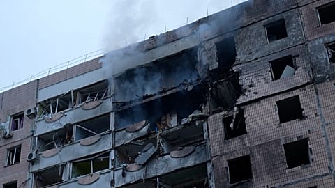 A partially destroyed apartment building following a Russian strike, Zaporizhzhia, Ukraine, Dec. 17, 2025