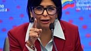 La vicepresidenta venezolana, Delcy Rodríguez, da una declaración en el palacio presidencial de Miraflores en Caracas, Venezuela, el 31 de octubre de 2023.