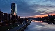 The European Central Bank is seen near the river Main in Frankfurt, Germany. 9 Dec. 2025.