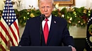President Donald Trump speaks during an address to the nation from the Diplomatic Reception Room at the White House, Wednesday, Dec. 17, 2025.