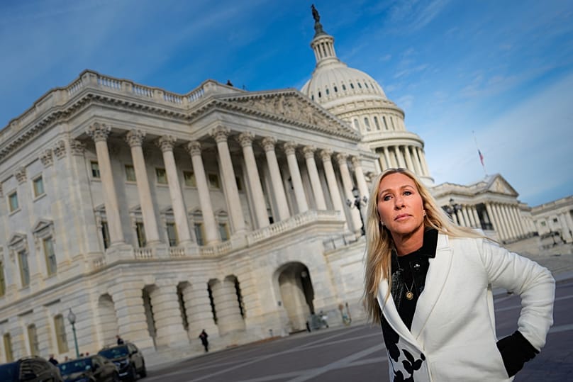 Georgia Representative Marjorie Taylor Greene outside the US Capitol in Washington