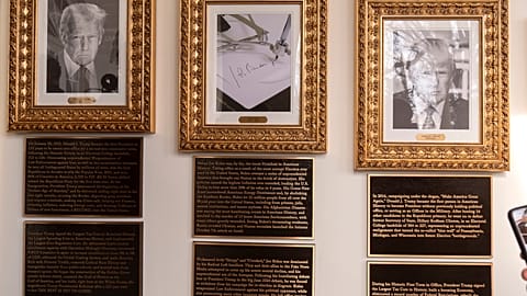 Portraits with new plaques at the White House, Wednesday,in Washington, 17 December 2025.