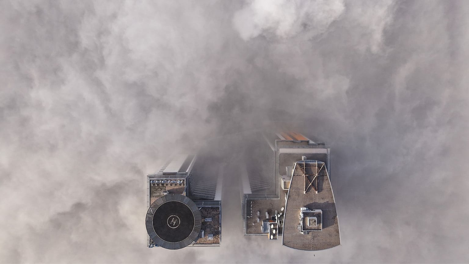 An aerial view of buildings peaking through a dense layer of fog in Sarajevo, Bosnia, 18 December 2025. 