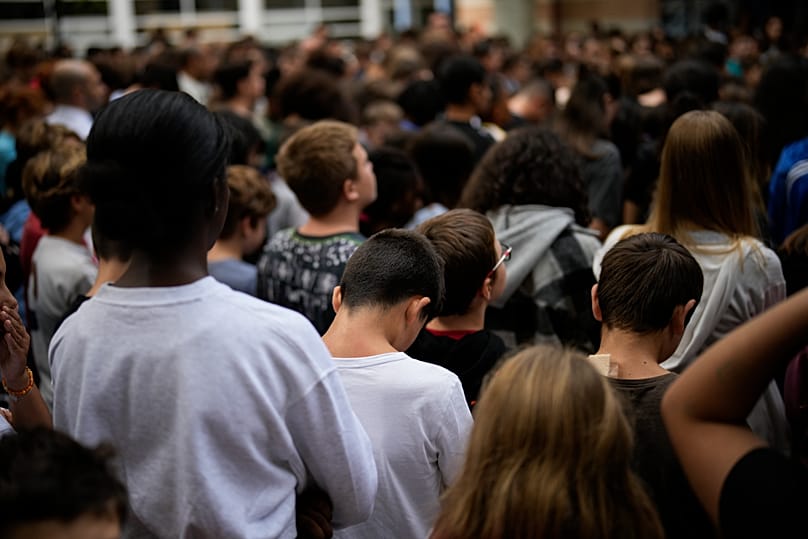 Schoolchildren and educators at the College Gaston Defferre in Marseille, 16 October, 2023