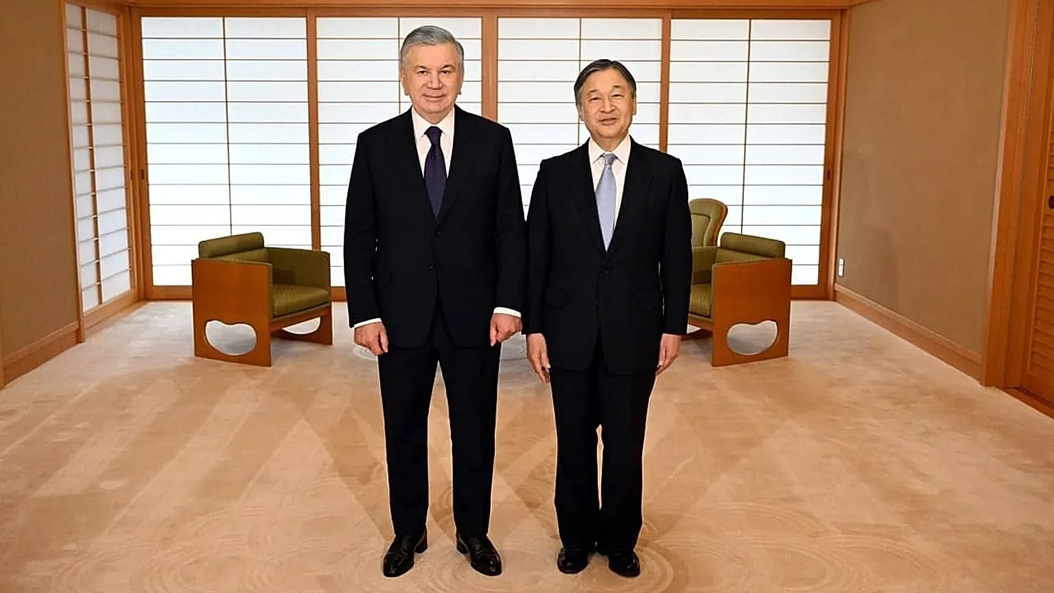 President of Uzbekistan Shavkat Mirziyoyev with Japanese Emperor Naruhito