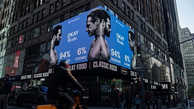 Amerikan Polymarket şirketinin Kasım 2025'te New York belediye başkanlığı seçimlerinde Zohran Mamdani'nin zaferini öngören reklamı.