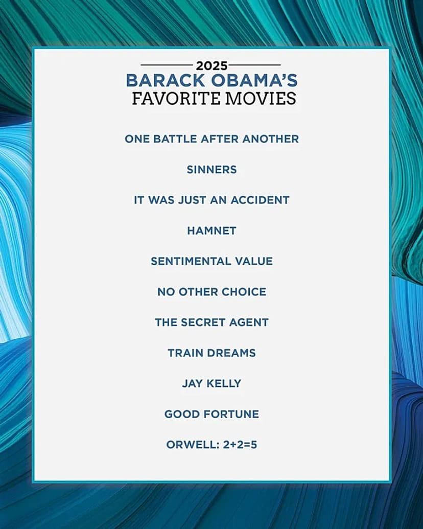 Barack Obama shares his favourite movies, music and books of 2025 ...