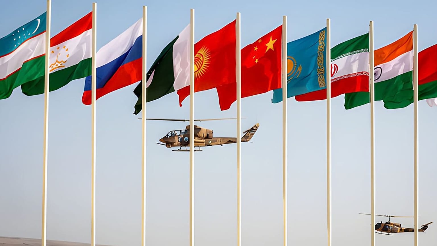 تصویری از رزمایش سهند با حضور کشورهای عضو پیمان همکاری شانگهای