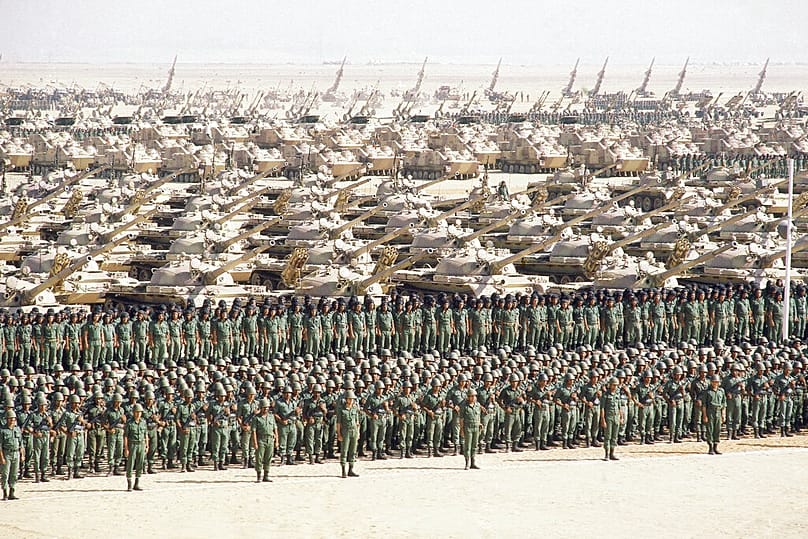 FILE: Egyptian military parade to celebrate the 5th anniversary of the October 1973 war with Israel, 6 October 1978