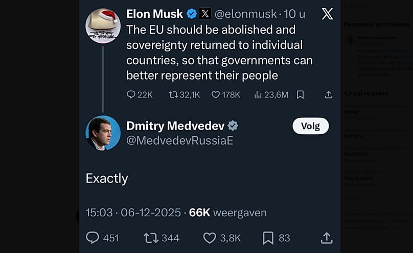 Le tweet d'Elon Musk juste après l'amence infligée à X par l'UE